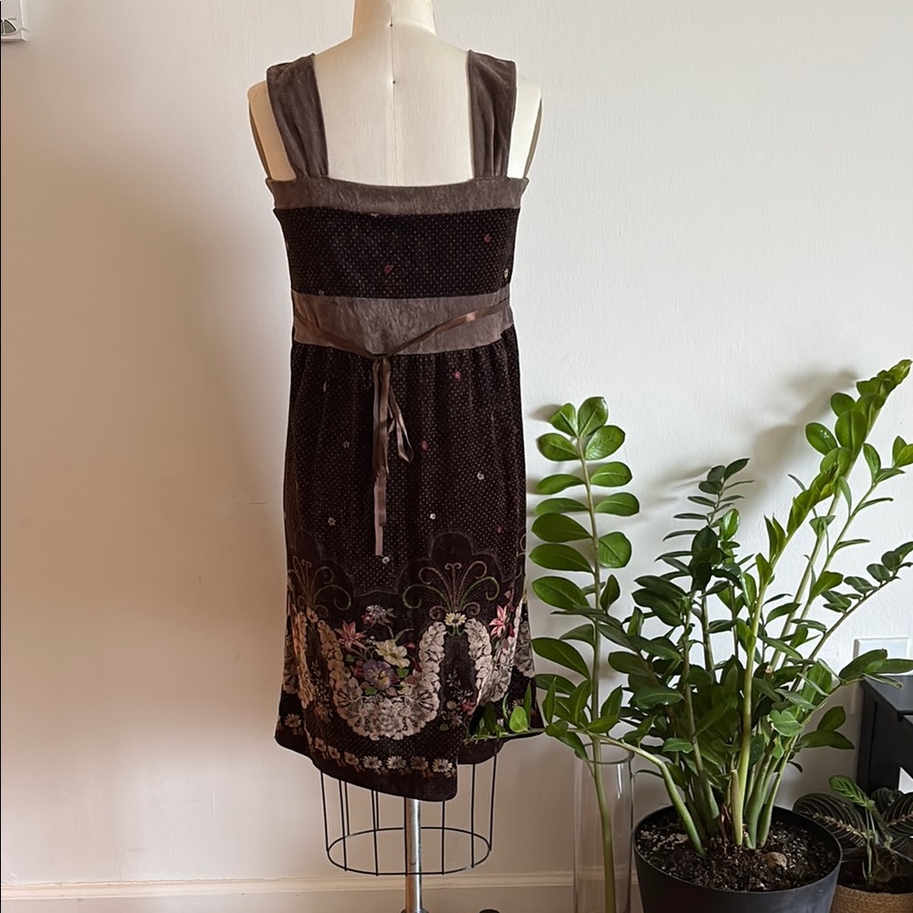 Vintage Brown Sleeveless Square Neck Midi Sundress - Picture 4 of 9
